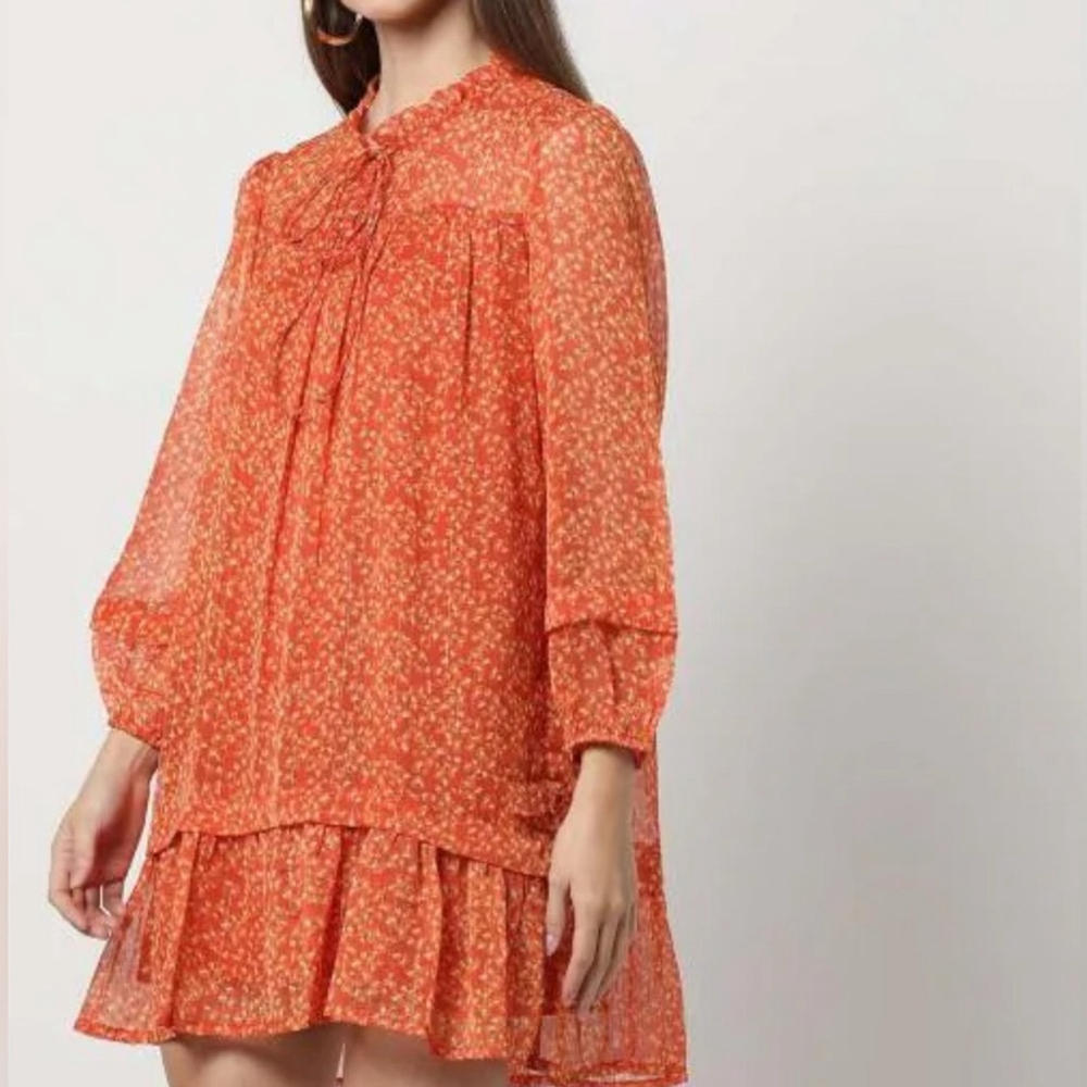 rio Floral Orange Dress shift dress size medium